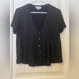 NEW ANTHROPOLOGIE Velvet Graham Spencer Black Silky button up blouse small